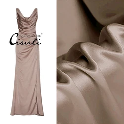 CISULI-tela de satén de seda de lujo, 100% seda de morera, 16mamá, ancho 114cm, Material brillante, tela para vestido de camisa para coser