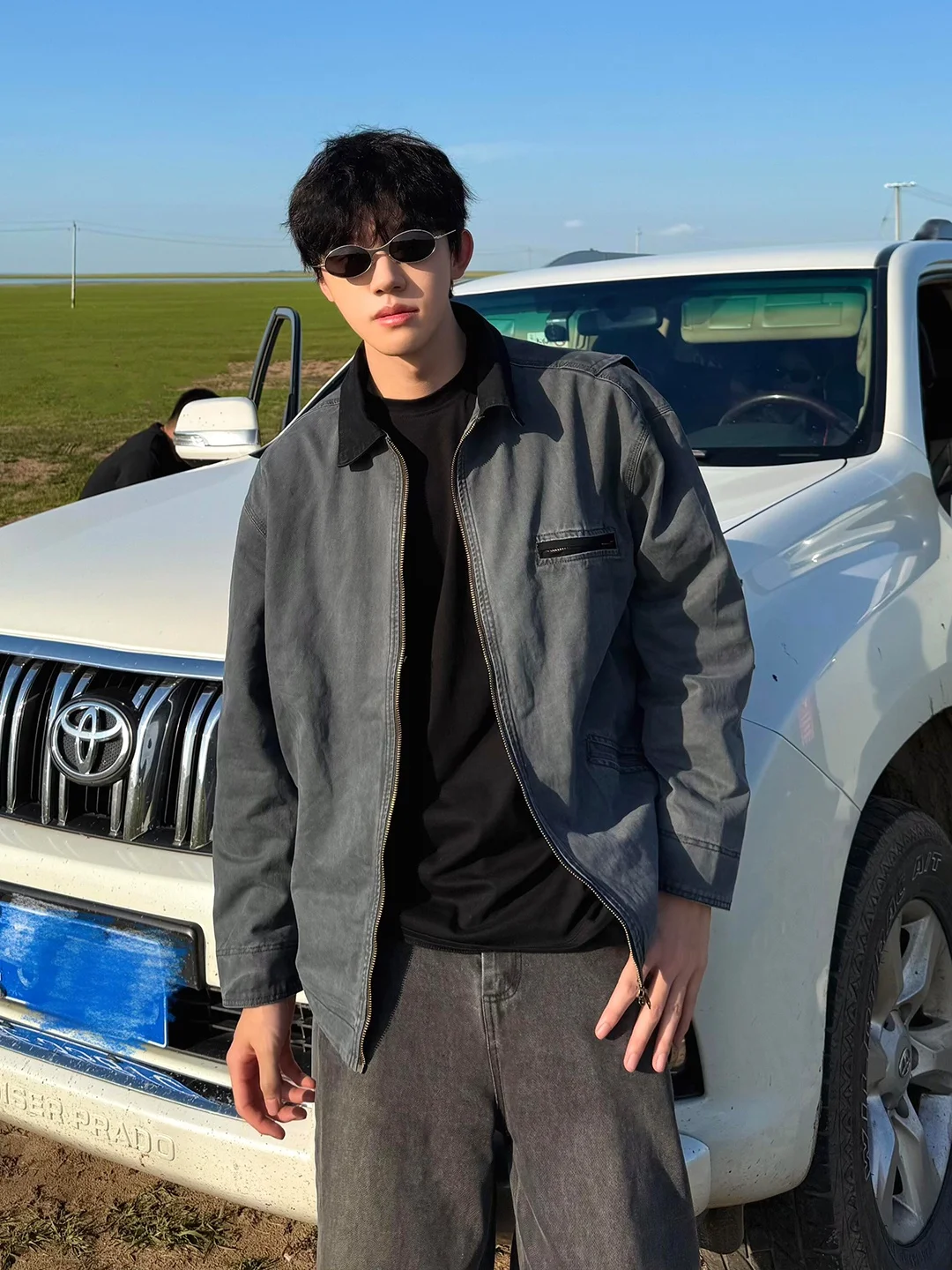 

American Retro Workwear ort Jaet Men's Cleanfit Detroit Baseball Sle Premium Feel Turn-down Collar Casual Outerwear