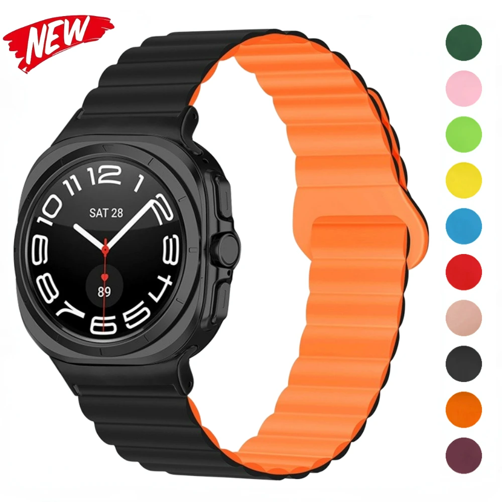 

Sport Silicone Strap for Samsung Galaxy Watch Ultra 47mm Magnetic Loop Bracelet for Galaxy Watch 7 Ultra 47mm Smart Watch Strap