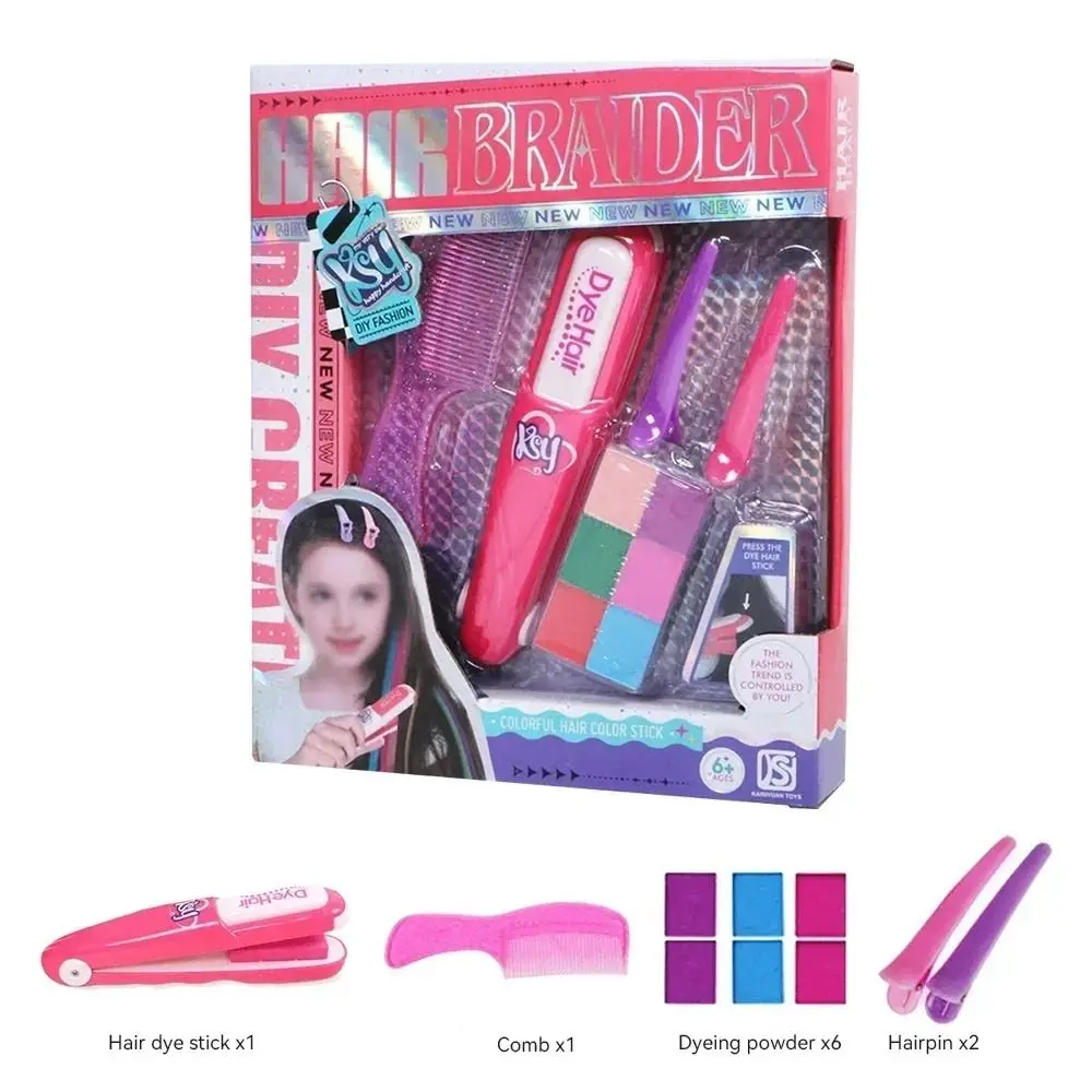 New DIY Color Hair Stick Set Girl Toy Washable Temporary Bright Hair Dyeing Chalk Comb Set Toy Hair Color Dye Comb For Children