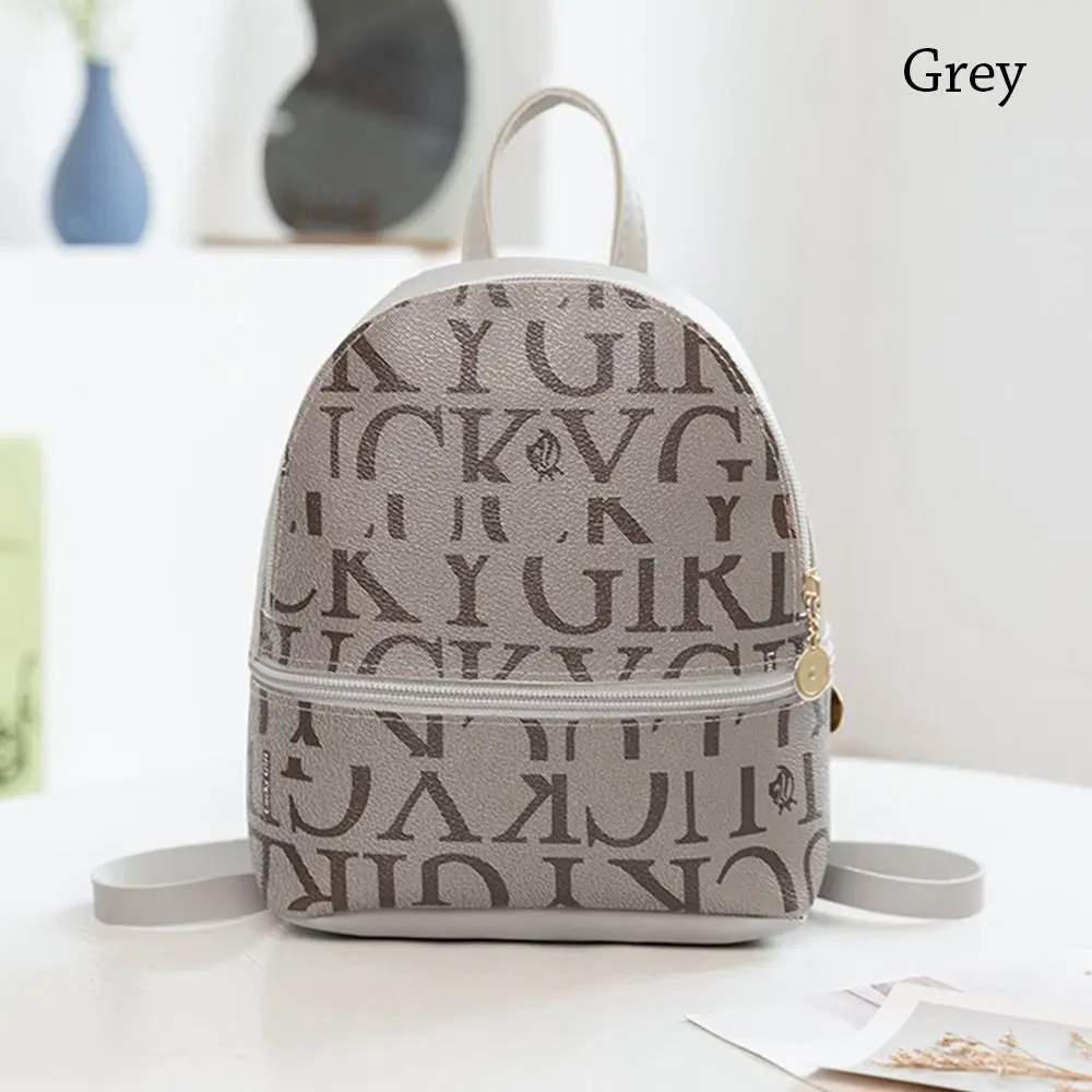 Cute PU Leather Small Backpack Letter Printed Multi-purpose Back Pack Daily Purse Women Ladies