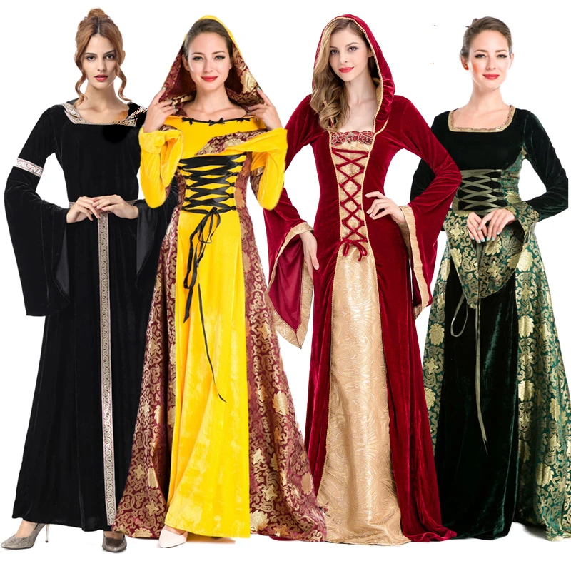 Retro Court Costume Women's Medieval  Miss loween Queen Clothes Cosplay Traditional Ethnic Stage Performance Outfit
