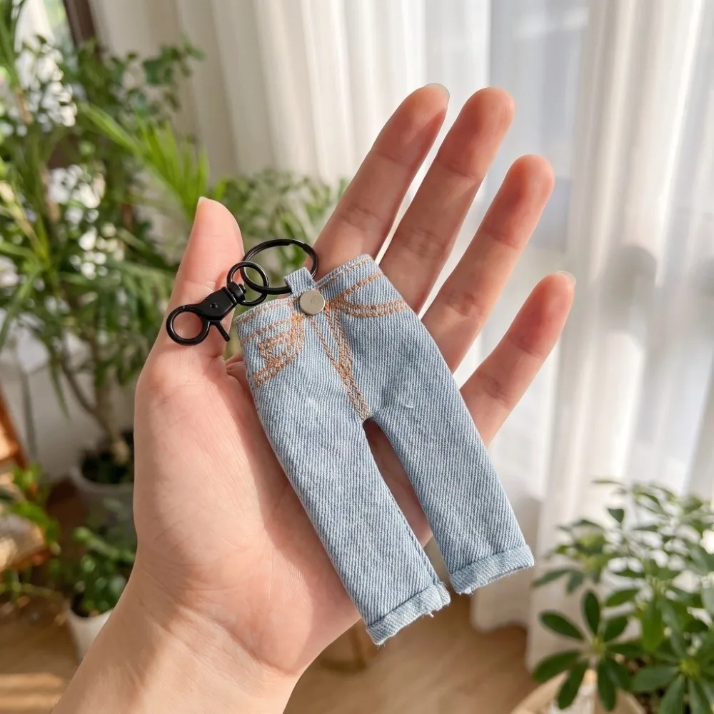 Pen Ledger Decoration Mini Jeans Pen Holder Keychain Pencil Loop Pen Storage Accessories Denim Pendant Keyring Hanging Pen Clamp