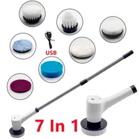 7 In 1 Electric Cleaning Turbo Scrub Brush Multifunctional Long Handle Cordless Spin Scrubber Cleaning Brush Bathroom Accessorie