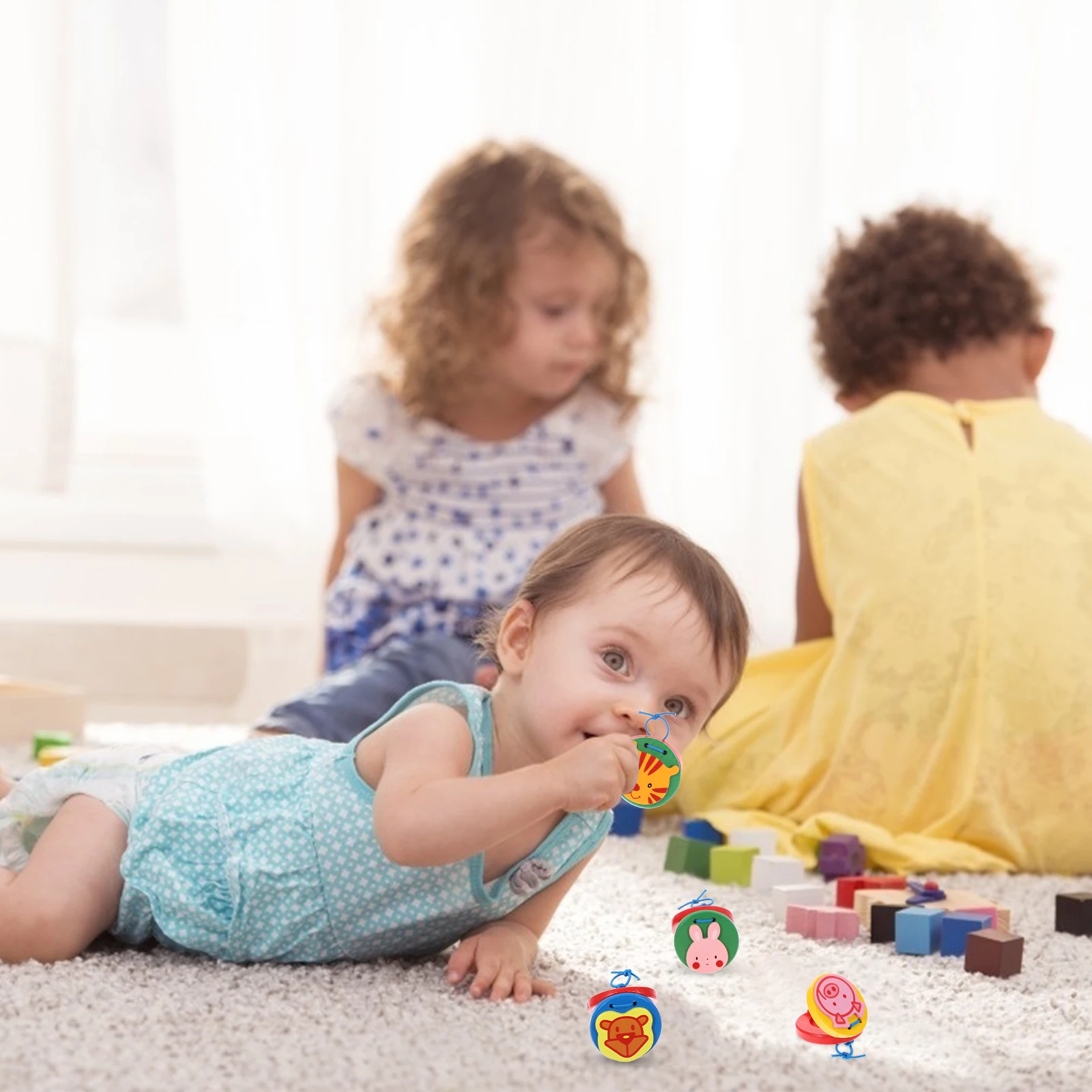 8pcs Wooden Animal Soundboard Musical Instruments Kids Toys Toddler Castanet Baby Development Educational Play