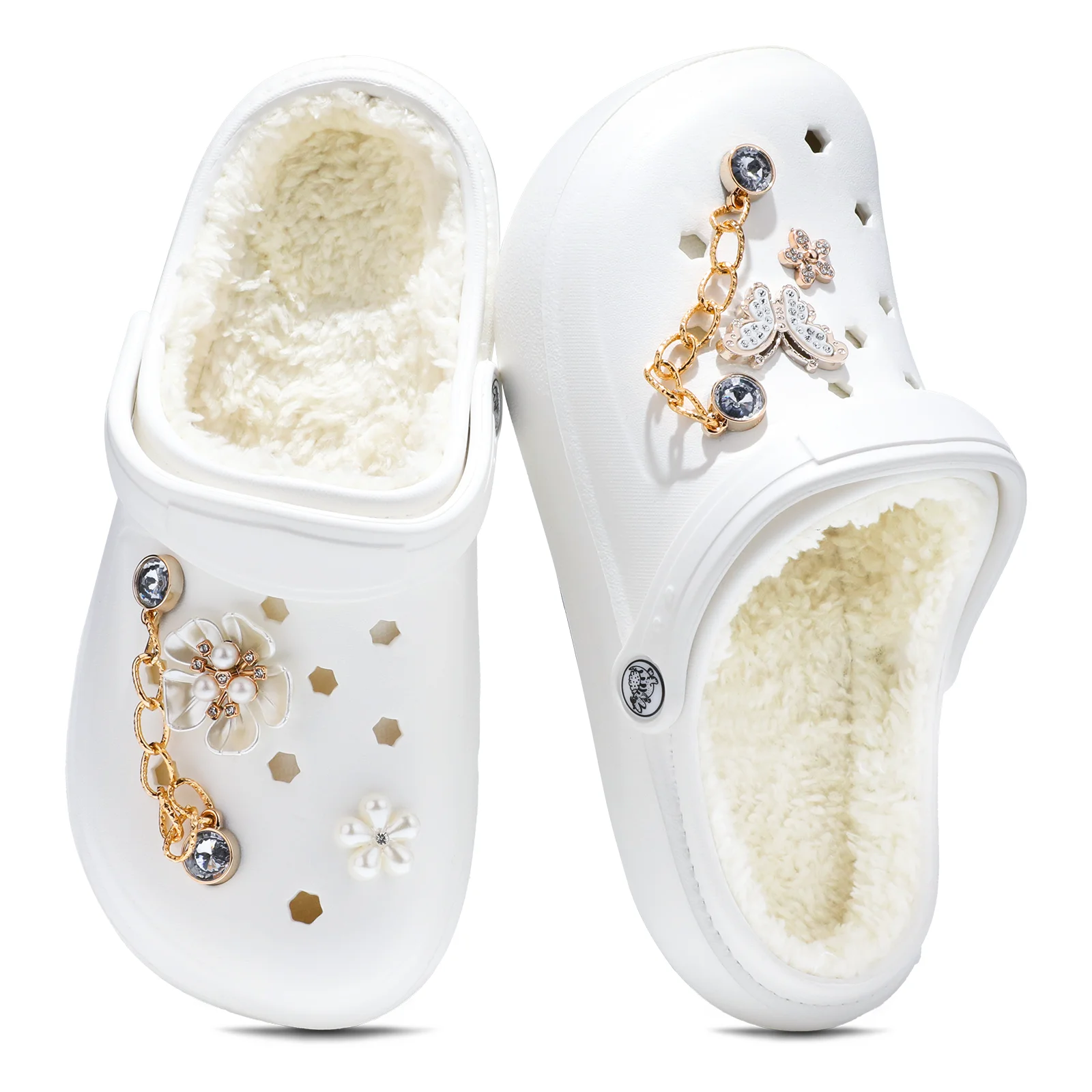 Sabots chauds d'hiver pour femmes, style tendance et décontracté, peuvent être portés à l'intérieur ou à l'extérieur 666