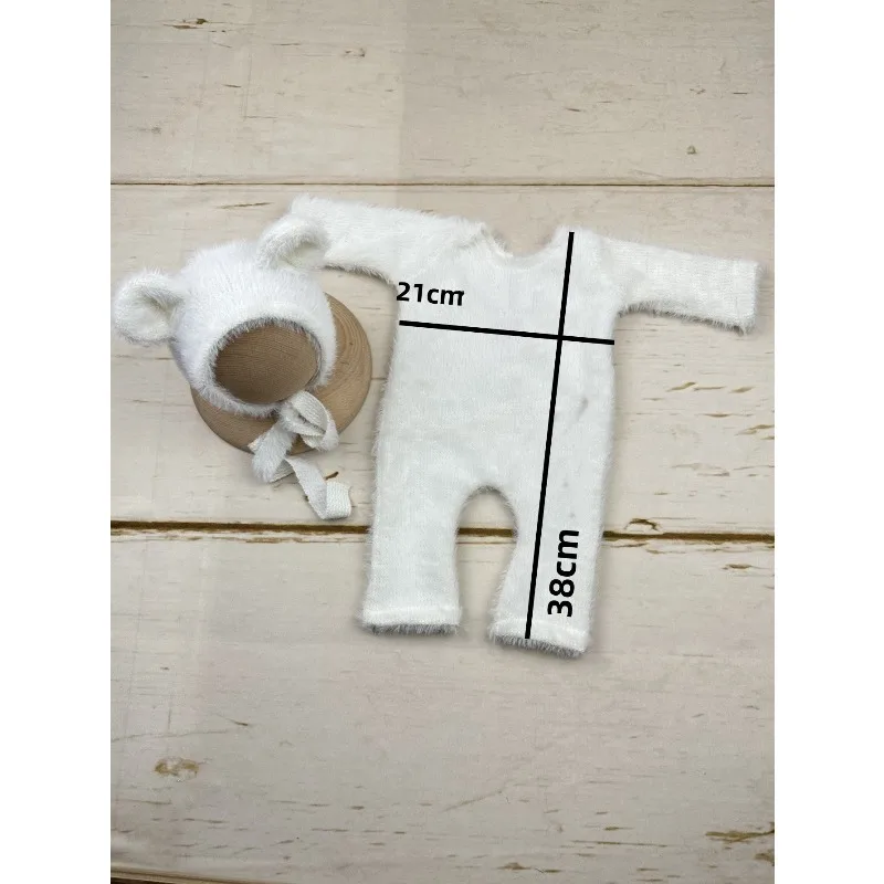 Accesorios para sesión de fotos para niña y niño, sombrero de oso de peluche de poliéster y pelele con patas, trajes de fotografía para recién nacidos, foto de 1er mes