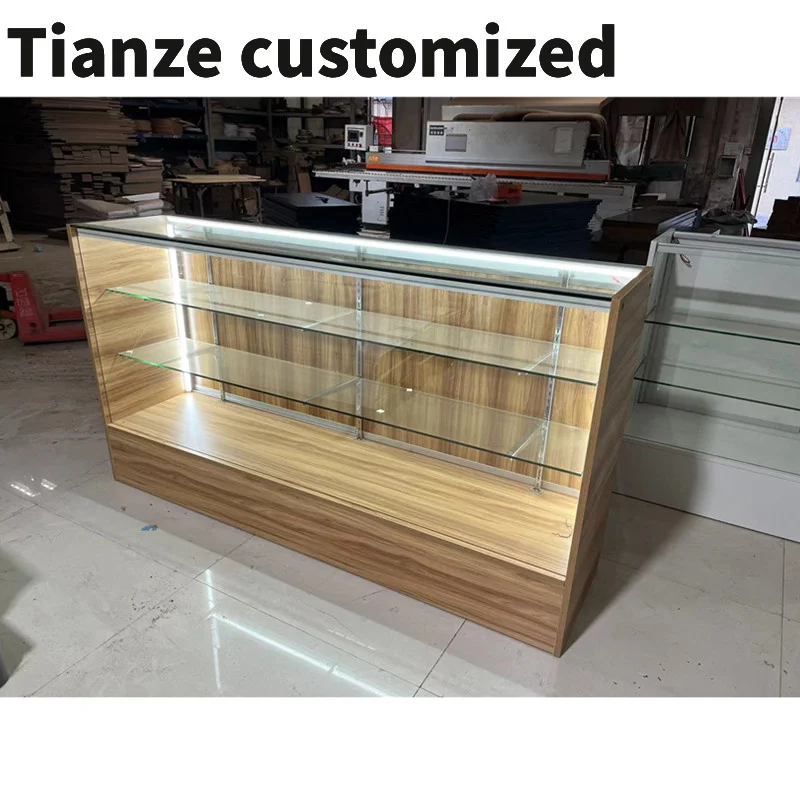 Customized-Store Display Counters Commercial Glass Display Retail Smoke Shop Display Showcase with Led Lights