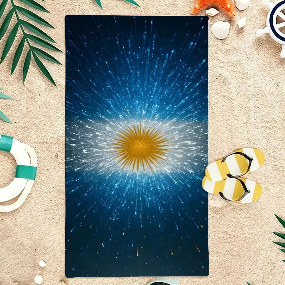 Abstract Minimal Argentina Football Towel Microfiber soft Beach Towel for Travel Fitness Sauna Bathing Camping