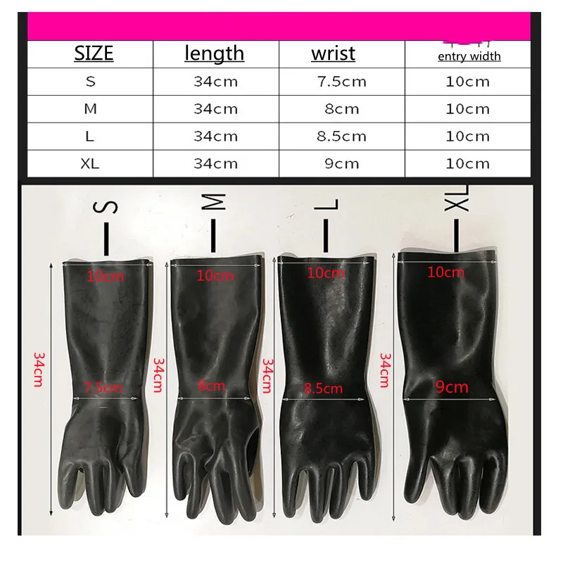 Seamless 3D Unisex Black Red Short Latex Gloves Mittens Fetish 5 Finger Wrist Length