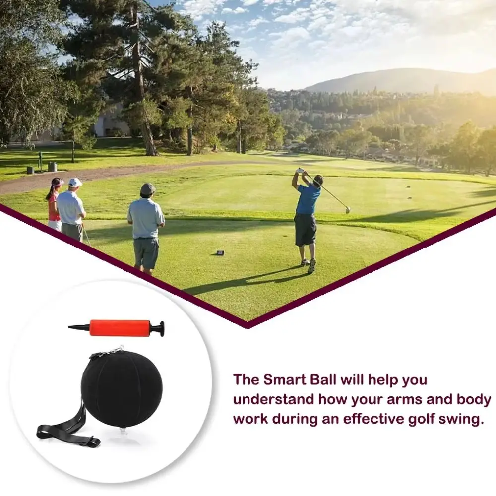 Inflatable Golf Swing Trainer Air Pump Arm Corrector Smart Impact Ball Smart Ball Adjustable Lanyard Golf Training Aids