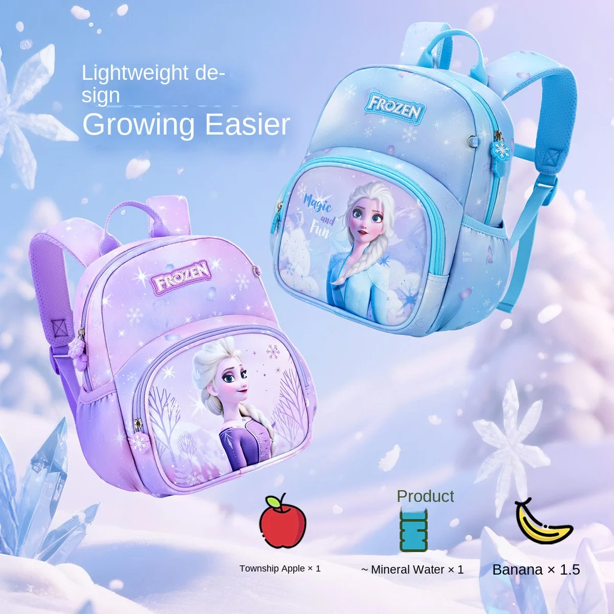 Disney Girl Kindergarten School Bag Frozen Elsa Anna Student Shoulder Orthopedic Backpack Large Capacity Light Kids Gift Mochila