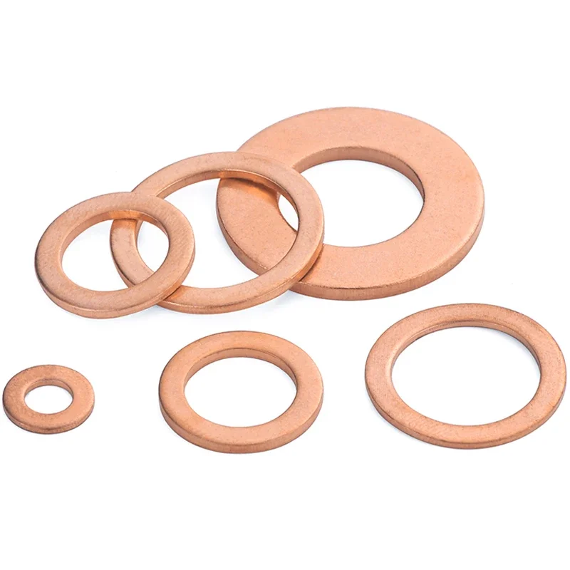 Copper Washer M12~M60 Solid Gasket Sump Plug Oil Seal Shim Flat Ring Seal Plain Washers Copper Crush Sealing Washer DIN7603