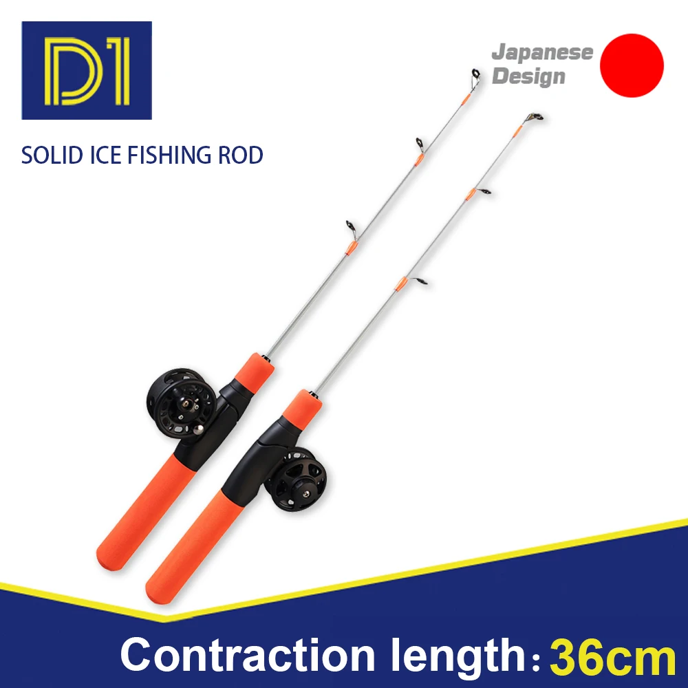 

D1 VIB Winter Ice Fishing Rod 36cm Glass Fiber Durable Hard Spinning Rods Portable 2 Section Ultra Light Fishing Pole For River