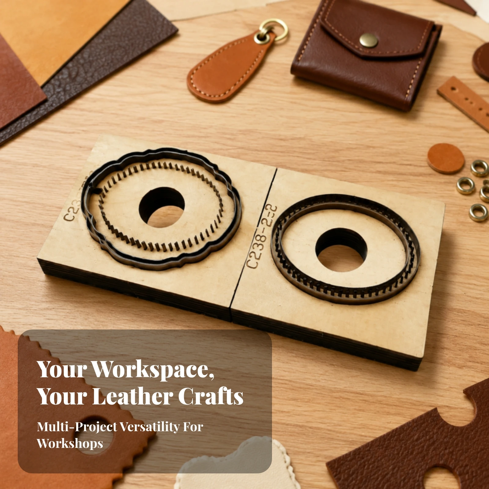 Leather Cutting Die with Solid Wood Base Sturdy Scalloped Oval Leather Punch Die Craft Tool Not Easy to Break Hard