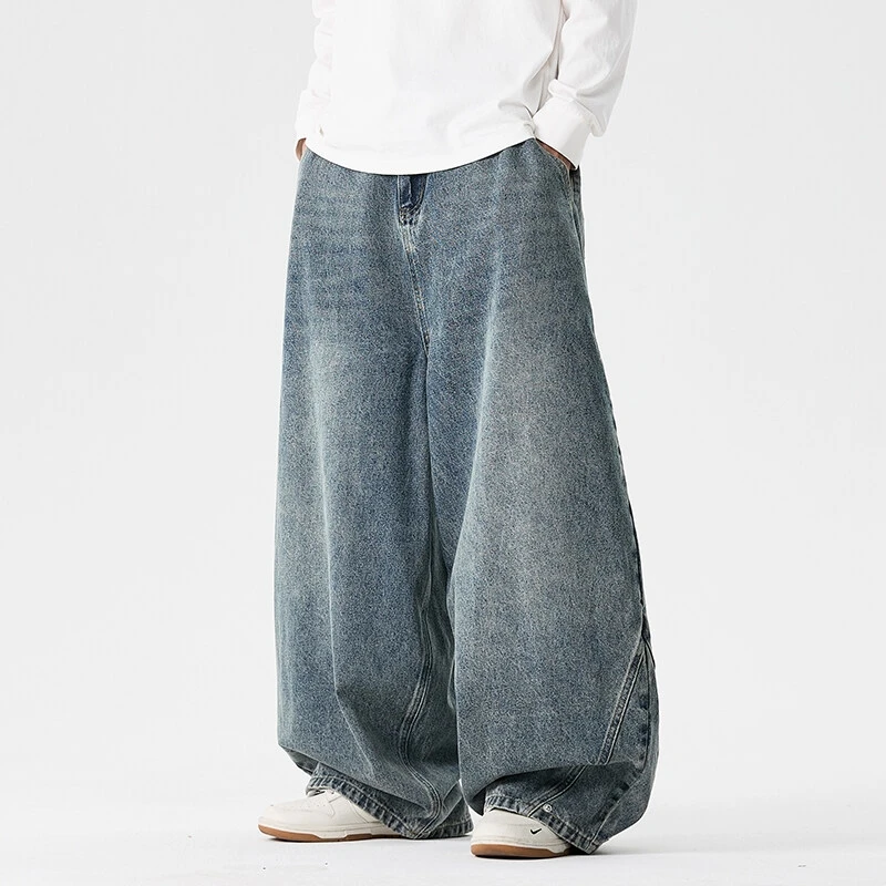 

Denim Pants Mens 2026 Spring Streetwear Casual Washed Oversize Jeans Male Y2K Fashion Punk Harajuku High Waist Wide Leg Trousers
