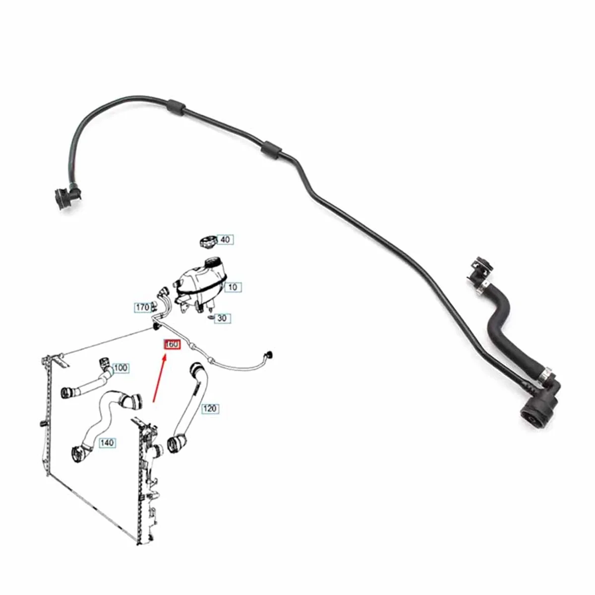 Manguera de refrigerante de motor de línea de ventilación de expansión derecha para mercedes-benz Clase C, W205, 2,2, 2,0, 2,5, A2055016300, A2055012125