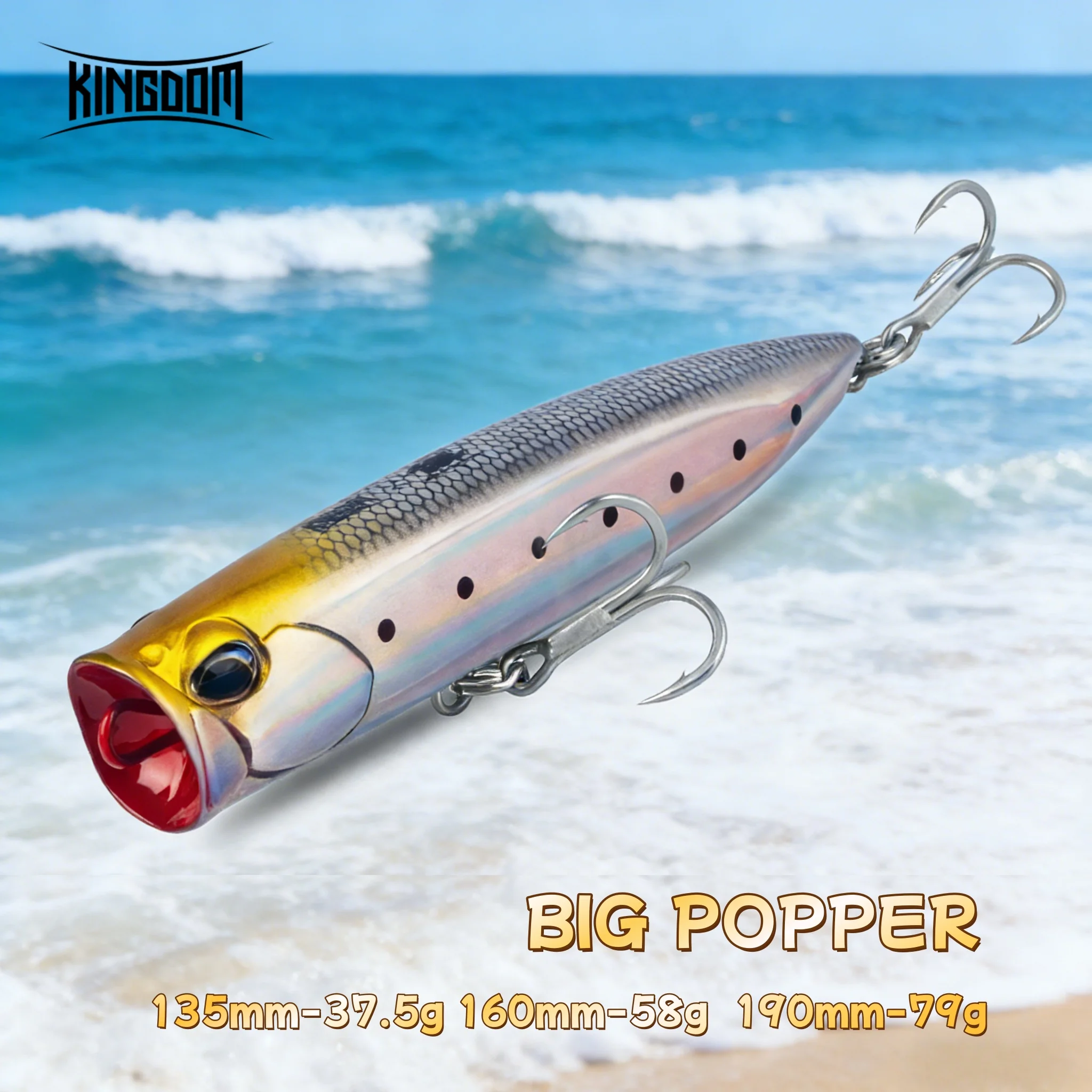 

Рыболовная приманка Kingdom Popper, 37,5 г, 58 г, 79 г, жесткие качалки для морской воды, плавающая искусственная приманка для морского окуня, приманка с поверхностью тунца GT