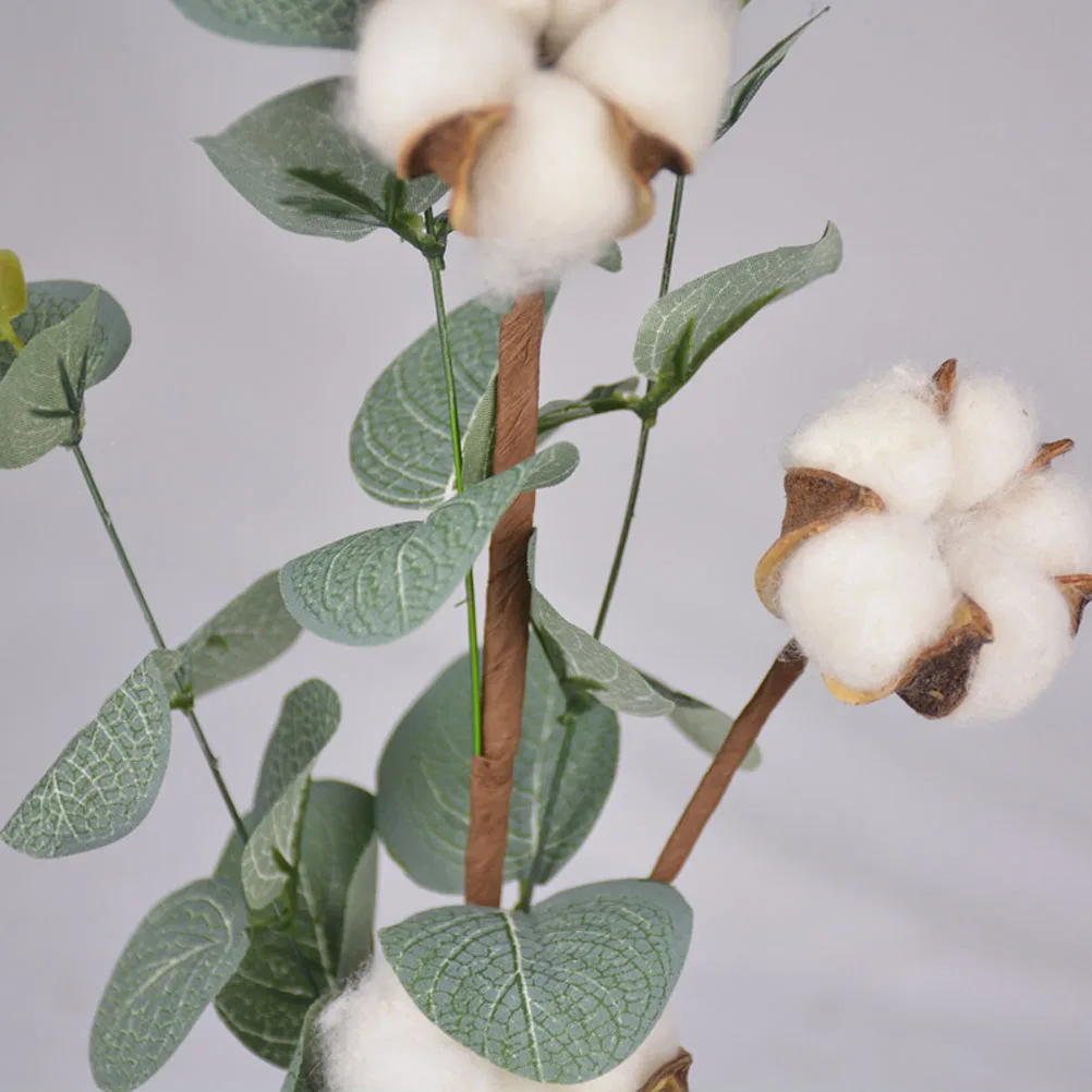

Cotton Props Wedding Simulation Flower Flowers Artificial Eucalyptus Stem Faux Wooden Decorations for Party