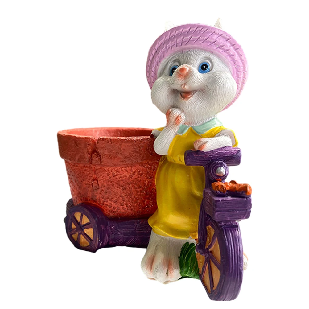 

Planter Tricycle Flower Pot Rabbit Vase Desktop Succulent Resin Flowerpot Planters