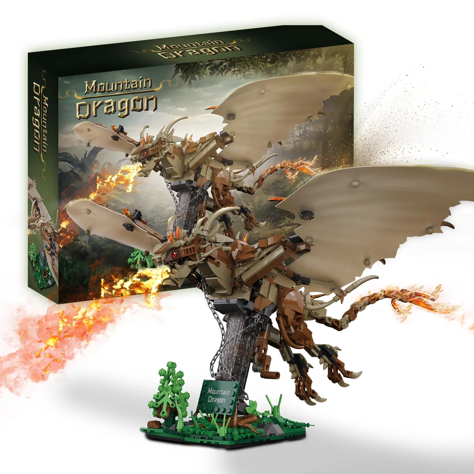 

MOC Creative 886pcs Magic Animal Moutain Dragon Building Blocks Bricks Set DIY Magical Dragon Model Kits Toys For Children Gifts