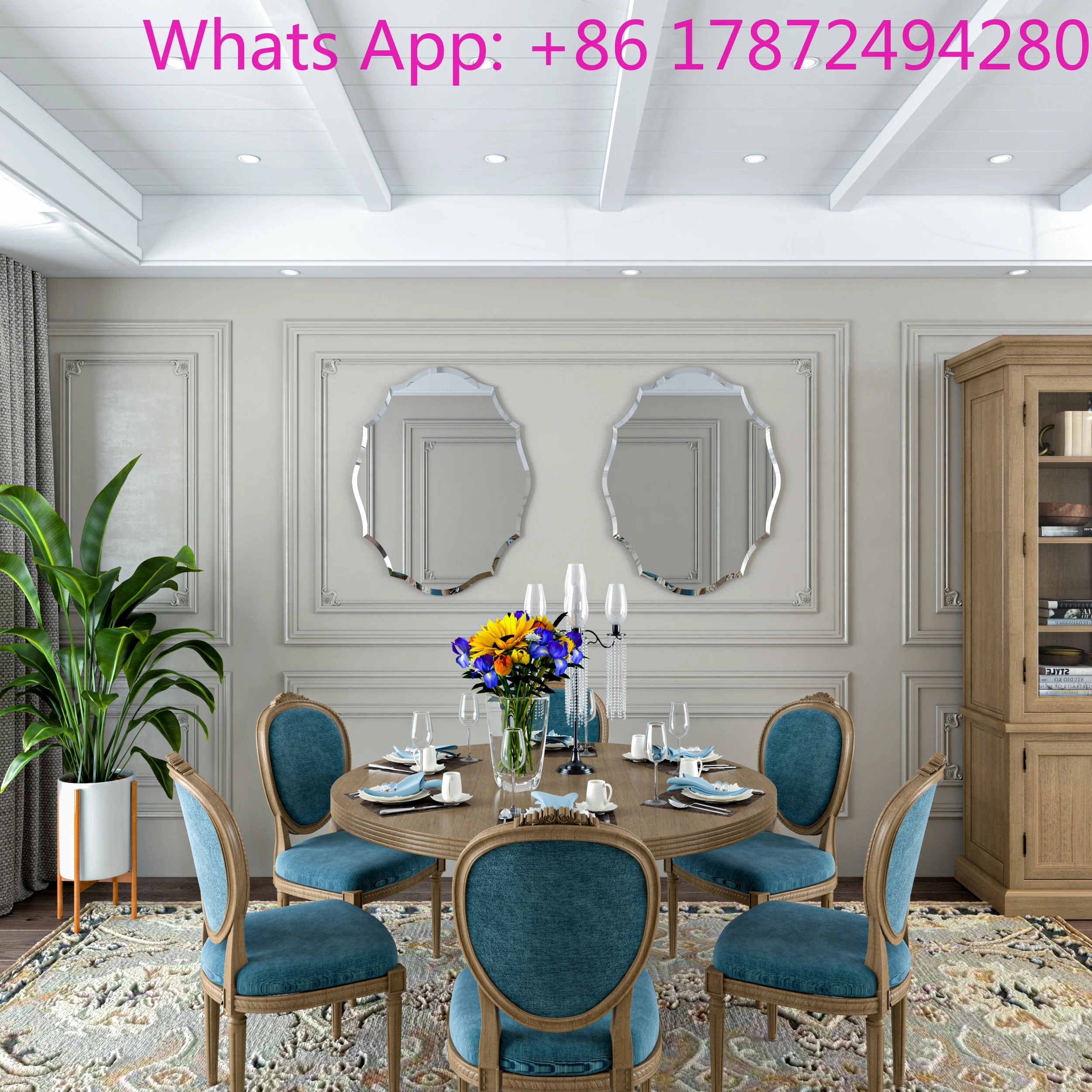 Large Frameless Scalloped Hanging Oblong Silver Wall Mirror for Any Entryway, Bedroom or Any Other Room