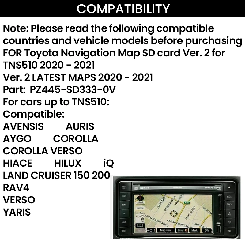 FOR Toyota Navigation Sat Nav Map SD Card 2020-2021 Ver.2 for TNS510 GPS SD Card UK & EUROPE NEW