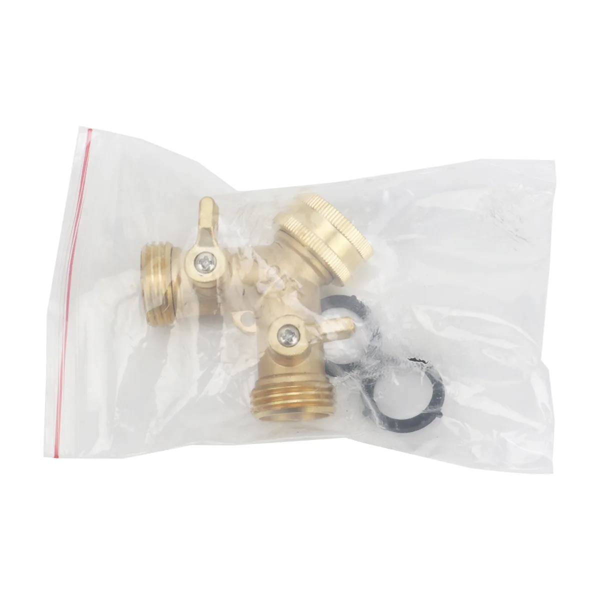 موزع خرطوم الحديقة النحاسي (طريقتان)، خرطوم مياه نحاسي صلب عالي التحمل، 2 صمامات، مقسم صنبور خارجي 3/4 بوصة #4