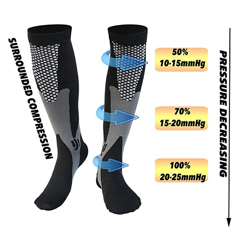 3/6 Pairs High Compression Socks 20-30mmHg for Men & Women Sports Marathon Cycling Football Varicose Veins Prevention Compressio - view 6