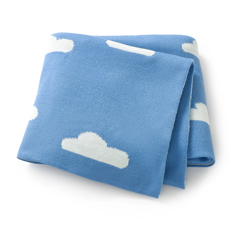 White Clound Knitted Baby Blankets Newborn Boy Girl Dual-Use Stroller Bassinet Bedding Cellular 90*70cm Infant Toddler Throw Mat