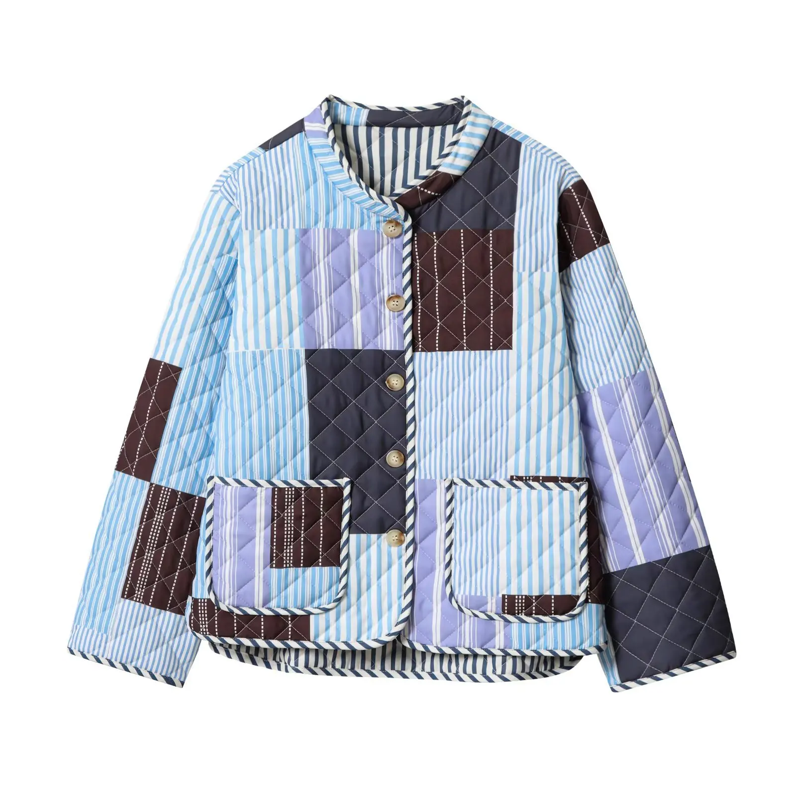 

Double-Sided Quilted Cotton Jacket Ethnic Style Printed Vintage Autumn Winter Bestseller Women's Fashion Upperwear Coat