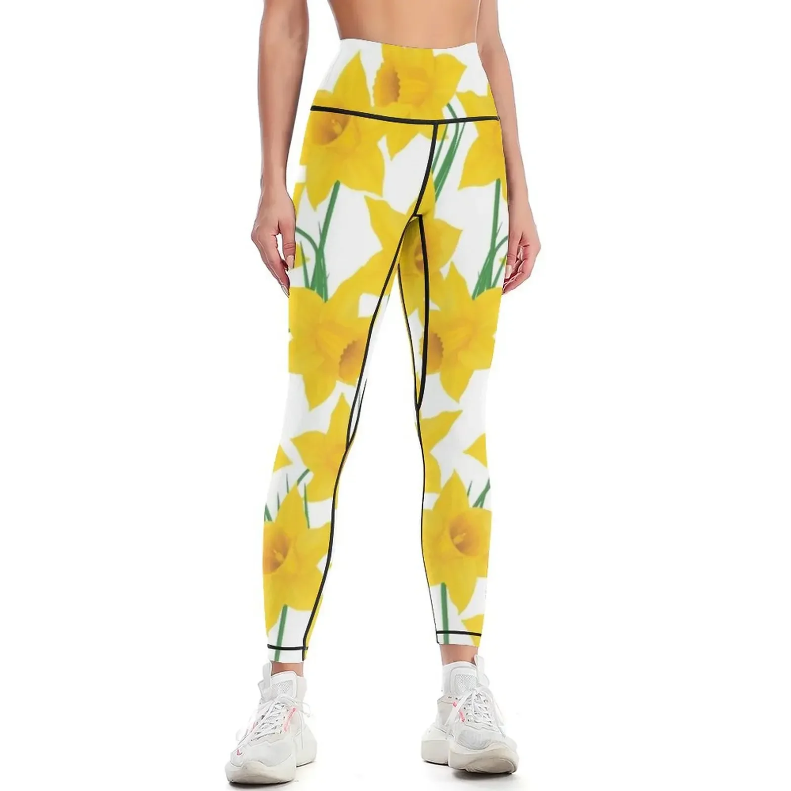 

Yellow Daffodils Pattern Leggings Sweatpants Training pants Sports female Women's sports pants Womens Leggings