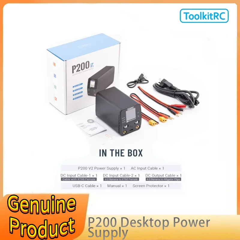 

ToolkitRC P200 V2 AC100W DC200W 65W Mini Desktop Fast Charger IPS LCD Wide-angle Display Type-C Protocol Supply USB Output