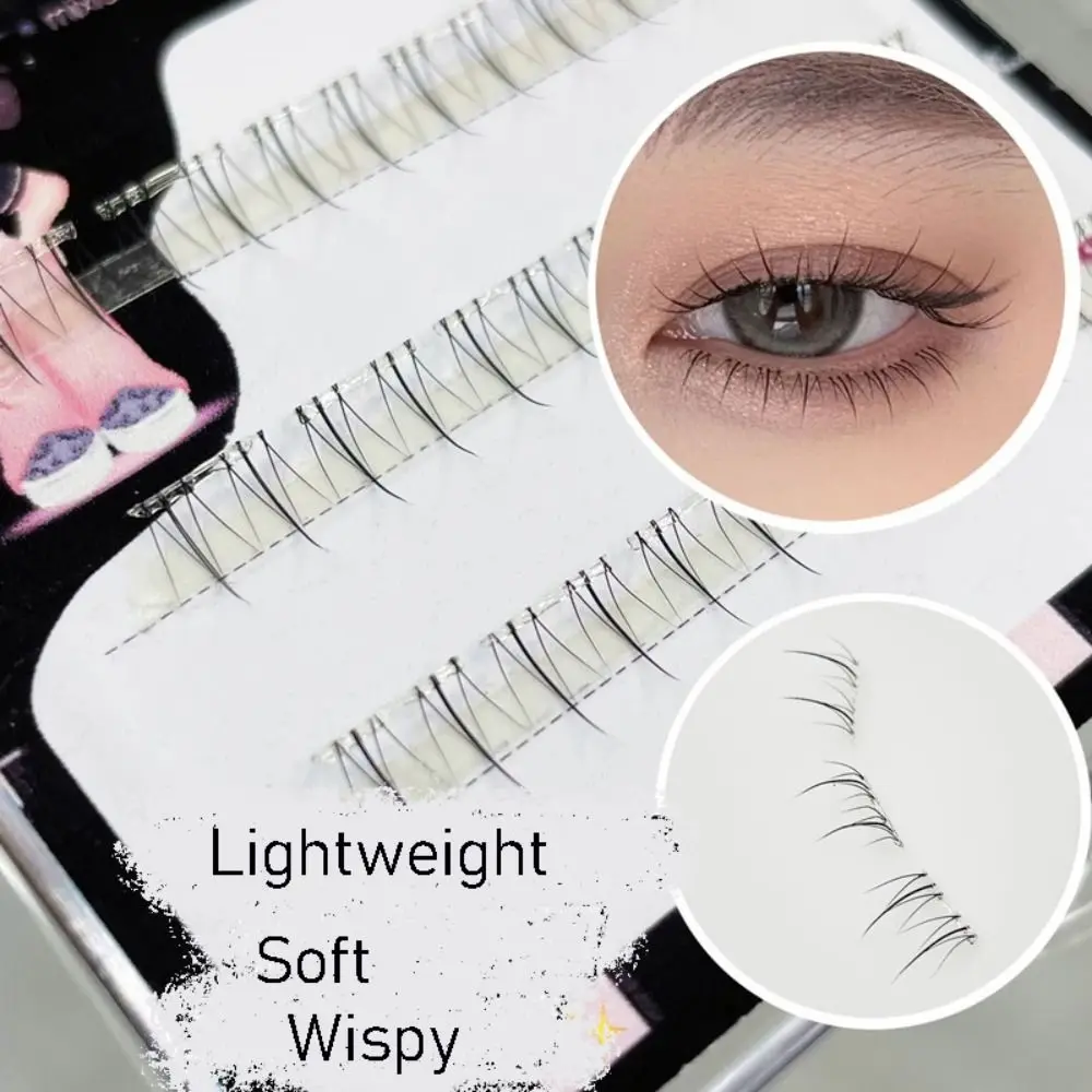Faux-cils inférieurs auto-adhésifs, naturels, vaporeux, transparents, à large tige, rapides à porter, aucune colle nécessaire