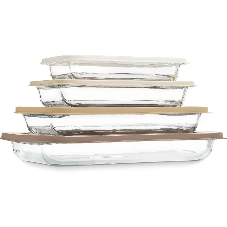 

8 ПК. Набор стеклянных блюд для выпечки с крышками Блюдо для глубокой запеканки Стеклянный контейнер для пищевых продуктов Морозильная камера для духовки и безопасный прозрачный контейнер для микроволновой печи