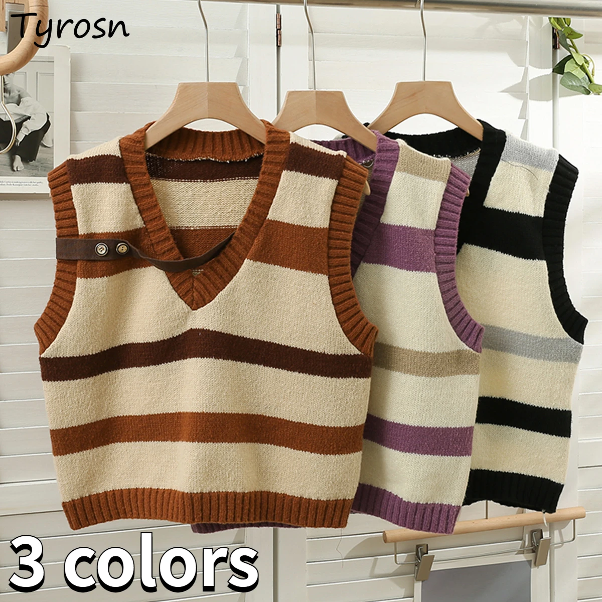 

Striped Vintage Sweater Vests Women Cropped Cozy Ulzzang Chic Design Students Vibe Soft Harajuku Knitting Popular Hip Hop Ins