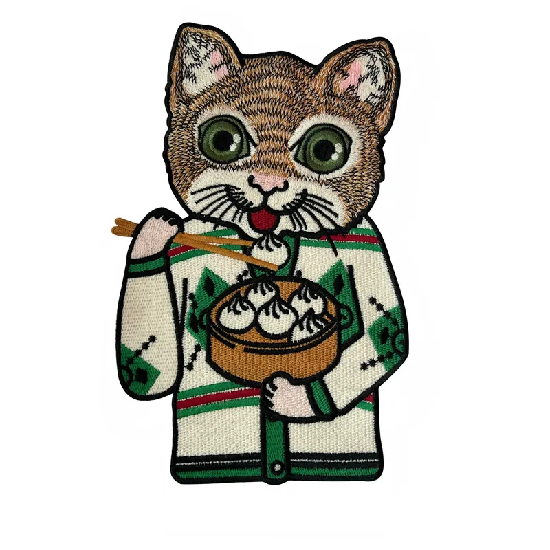 1 parche bordado de gato para coser en ropa, chaqueta, soluble en agua, accesorios de patchwork, bordado, broderie, parche para la ropa