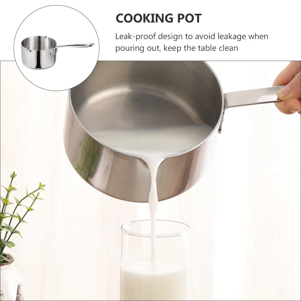 

1pc 900Ml Stainless Steel Milk Rustproof Leak Proof Even Heat Cooking For Induction Gas Stove Soup Pan Complementary Food Pot