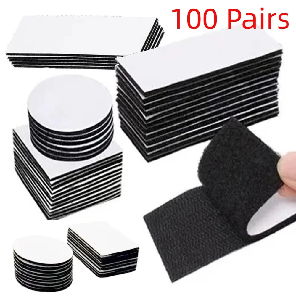 100pairs Strong Glue Hook and Loop Fastener Tape Self-Adhesive Heavy Duty Interlocking Dots Sticky Back Repeated use