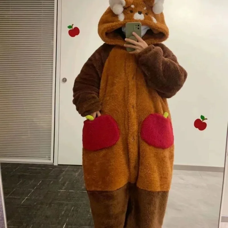 

Adult Unisex Kawaii Raccoon Nightgown Bodysuit Cartoon Raccoon Pajamas Halloween Cosplay Costume Animal Home Clothes Pajamas