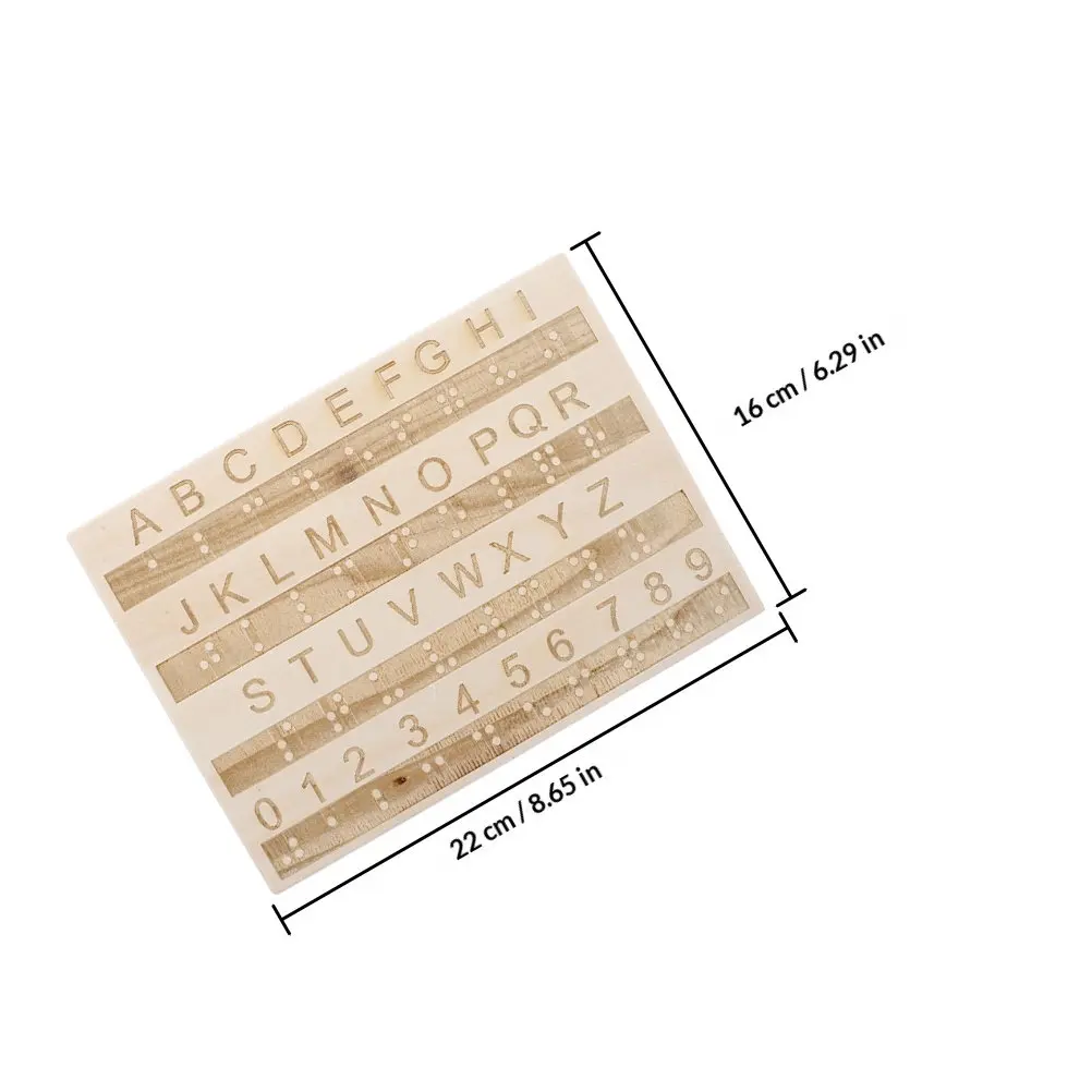 2Pcs Braille Letter Board Wooden Raised Dots Teaching Tool Blind People Learning Supplies Braille Practice Board Alphabet