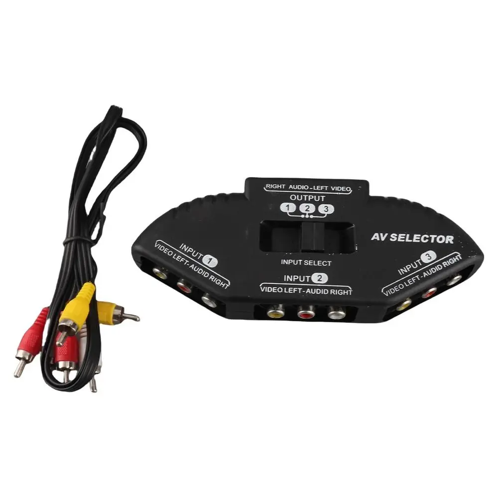 Compact 3 In 1 Out AV Switch With AV Cable Plug and Play for RCA Splitter AV Switch Box for DVD VCD VCR TV