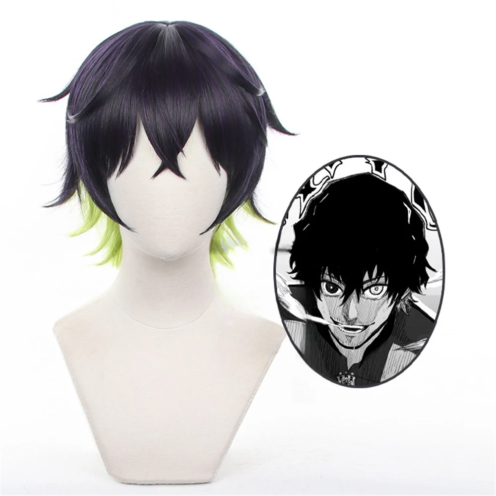 

Anime Blue Lock Oliver Aiku Cosplay Wig Black Mix Purple Green Short Hair Team Neo Egoist League No.2 + Wig Cap