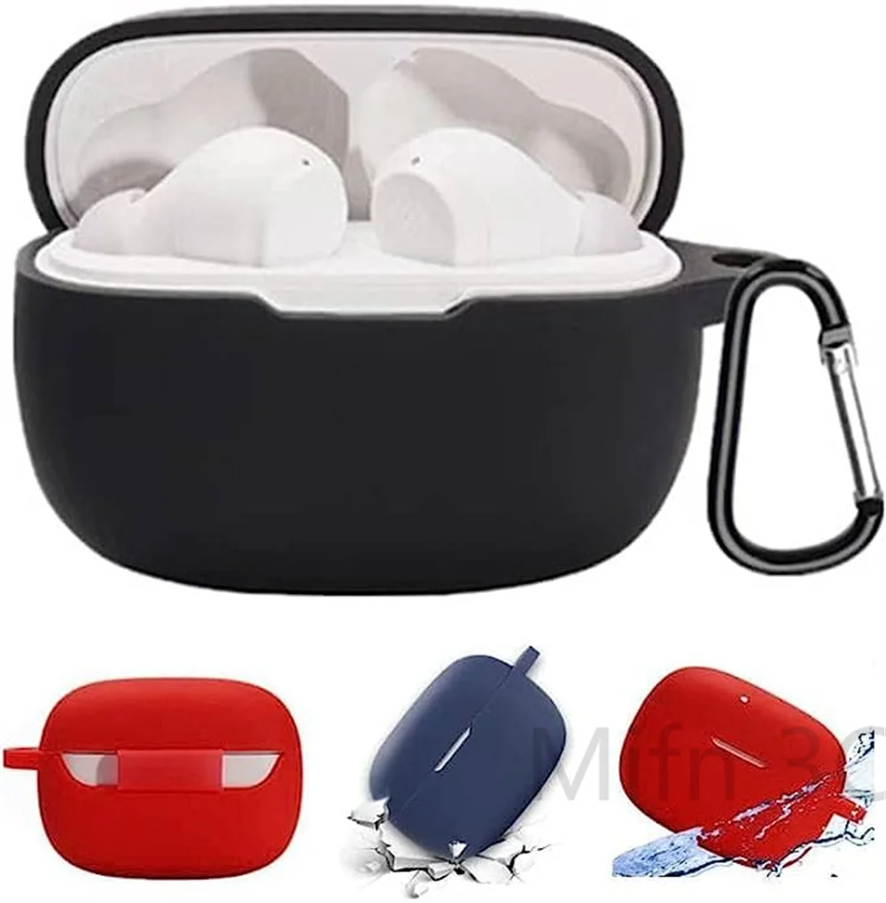 JBL 바이브 빔용 단색 이어폰 케이스, 키체인 포함, 소프트 실리콘 이어폰 액세서리, 방수 케이스