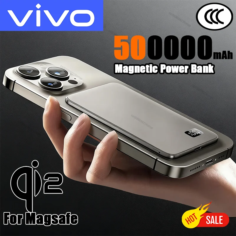 VIVO 500000mAh Magnetic Power Bank PD22.5W Super Fast Charging Portable External Battery for Magsafe For Iphone Samsung Huawei