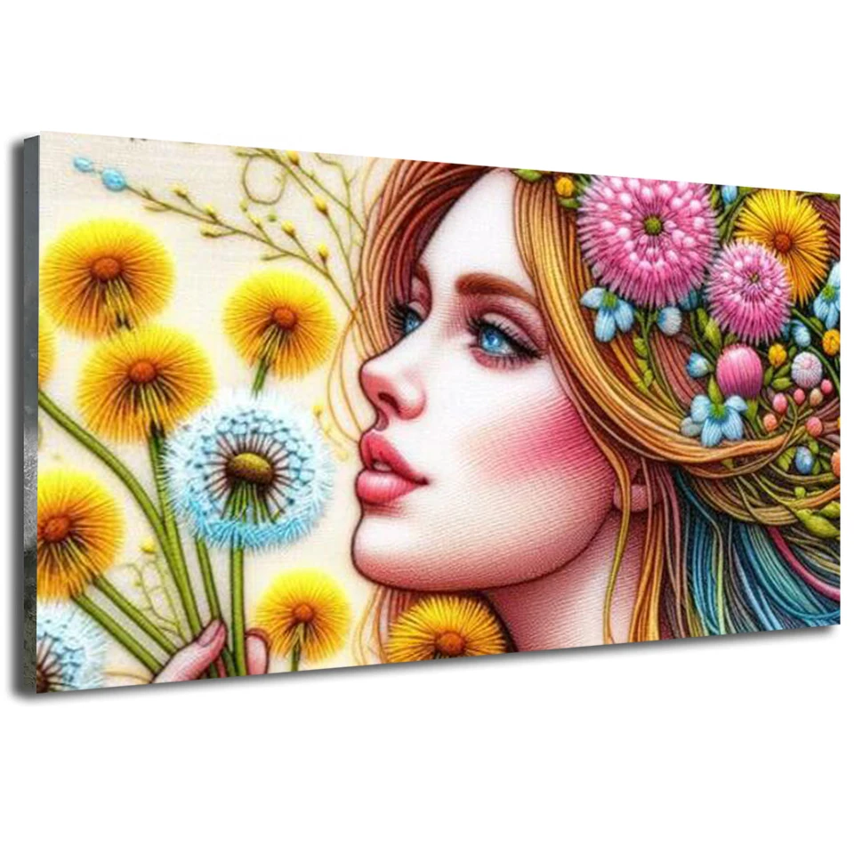 Dandelion woman DIY 5D Diamond Painting Kits New 2025 Cross Stitch Kits Diamond Embroidery pretty Portrait For Home Decor