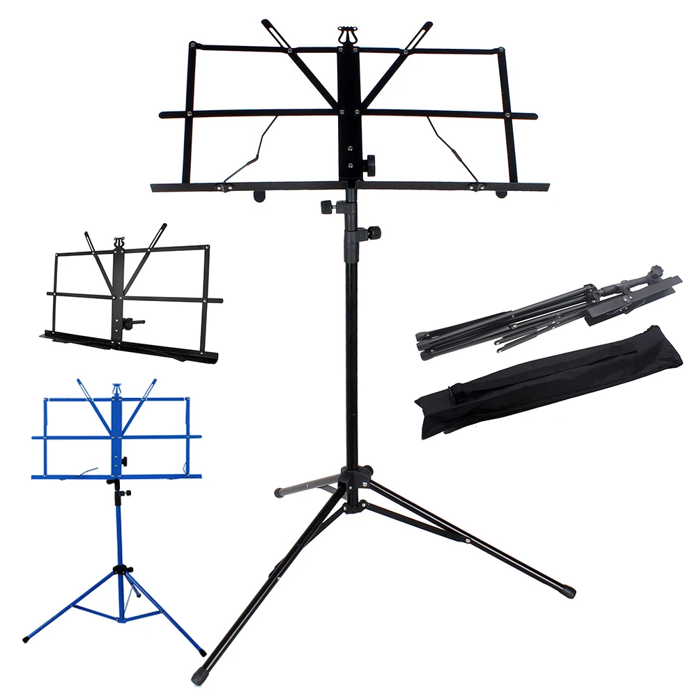 Foldable Music Sheet Tripod Stand Stainless Steel Desktop Music Stand Adjustable Holder with Bag Musical Instrument Accessories