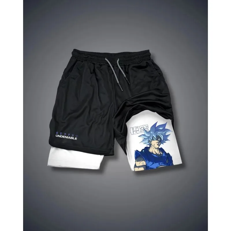 

Dragon Ball New Hot Animation Double-layer Shorts Men's American Summer Beach Fitness Sports Breathable Casual Fashion Shorts