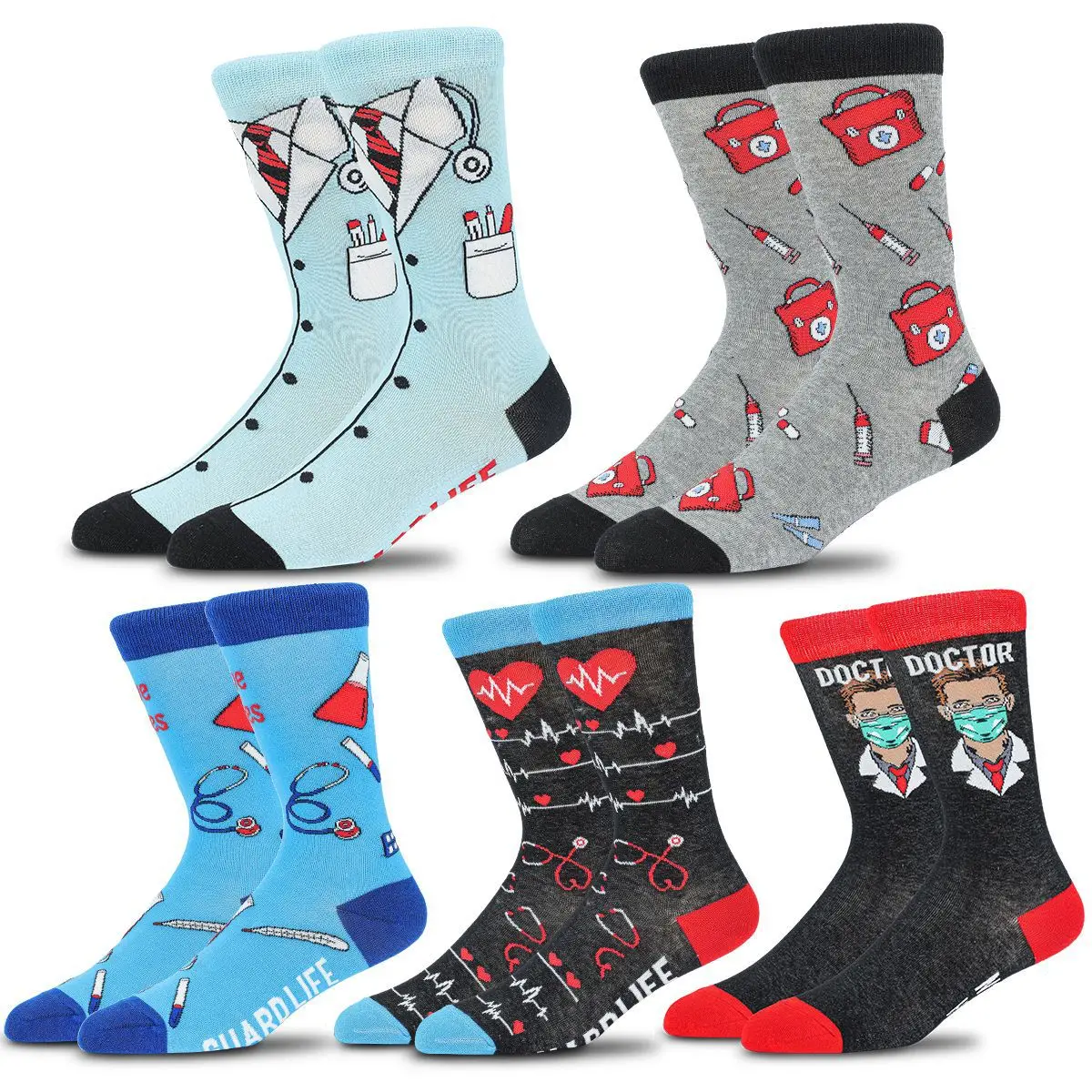 Doctor Nurse Theme Middle Tube Socks Color collision Retro Soft Sock Man Woman Four Seasons Leisure Breathable Socks