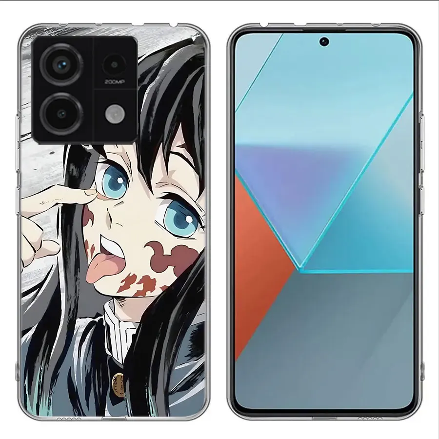 Muichiro Tokito Demon Slayer Clear Phone Case For Xiaomi Redmi Note 11 11S 11T 11E 10 10S 9 9S 9T 8 8T Pro 7 K70 K60 K20 TPU Pat